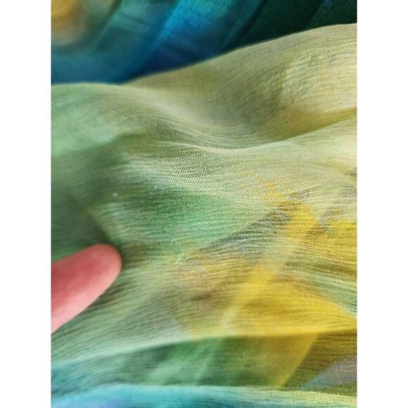 NWD Anthropologie Vineet Bahl Colorful Blurred Sheer Train Dress Sz L #MB426 - Picture 11 of 14